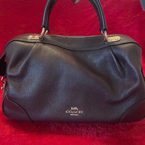 Coach 69621 Polished Pebble Leather Lane Satchel Purse Oxblood